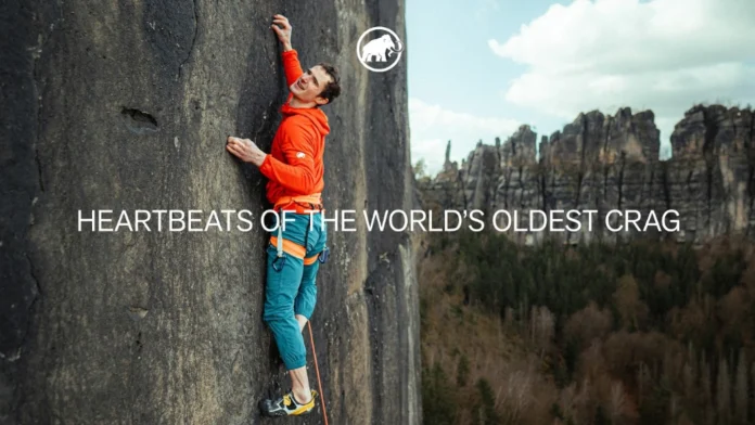 Adam Ondra klettert im Elbsandstein